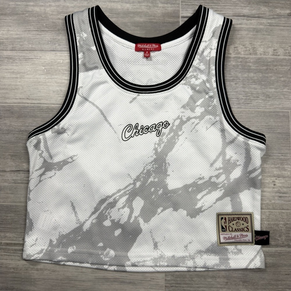 MITCHELL & NESS CHICAGO BULLS NBA CROP TANK JERSEY‎ WOMEN'S SMALL MARBLE $75